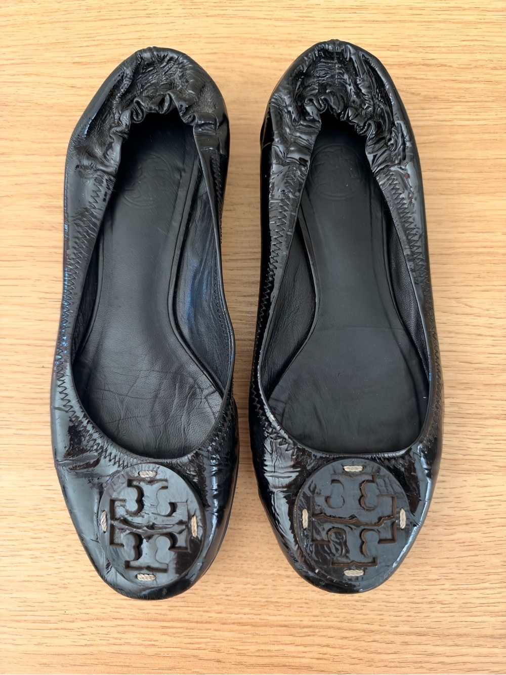 Tory Burch Black on Black Glossy Ballet Flats